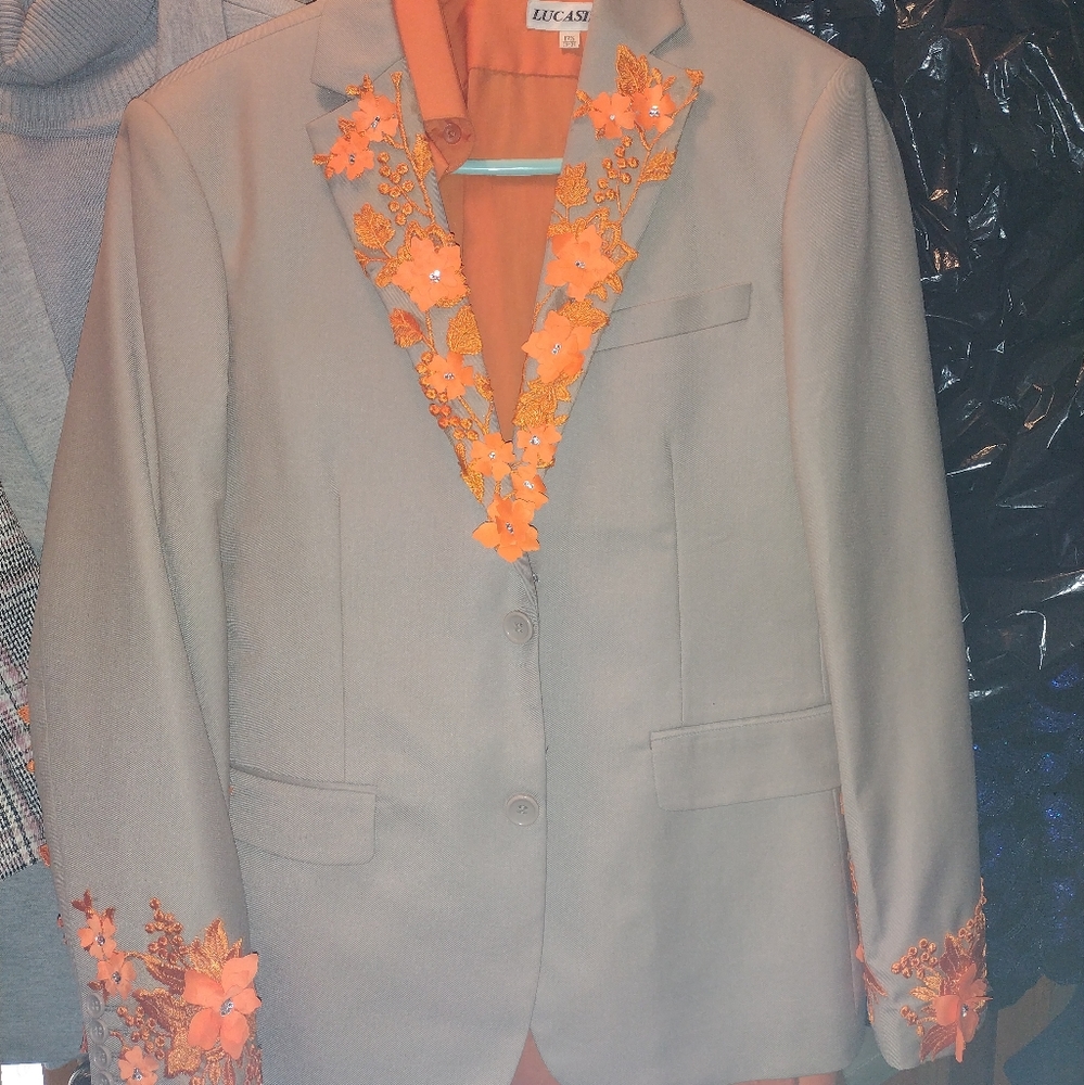 Handmade Customized Beige and Bright Orange